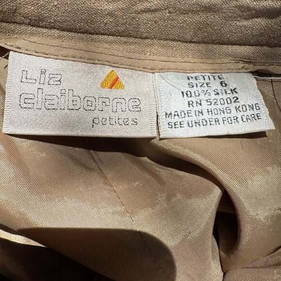 Liz Claiborne Petite Vintage Silk Womens Tan Side Button Lined Pencil Skirt 6P - Picture 2 of 9